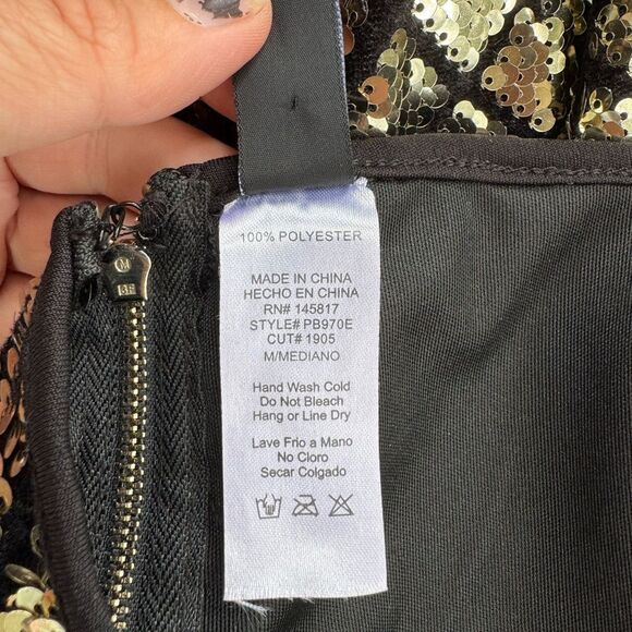 Windsor Women's Sequin Checker Mini Skirt in Black Gold Size Small - Picture 6 of 6